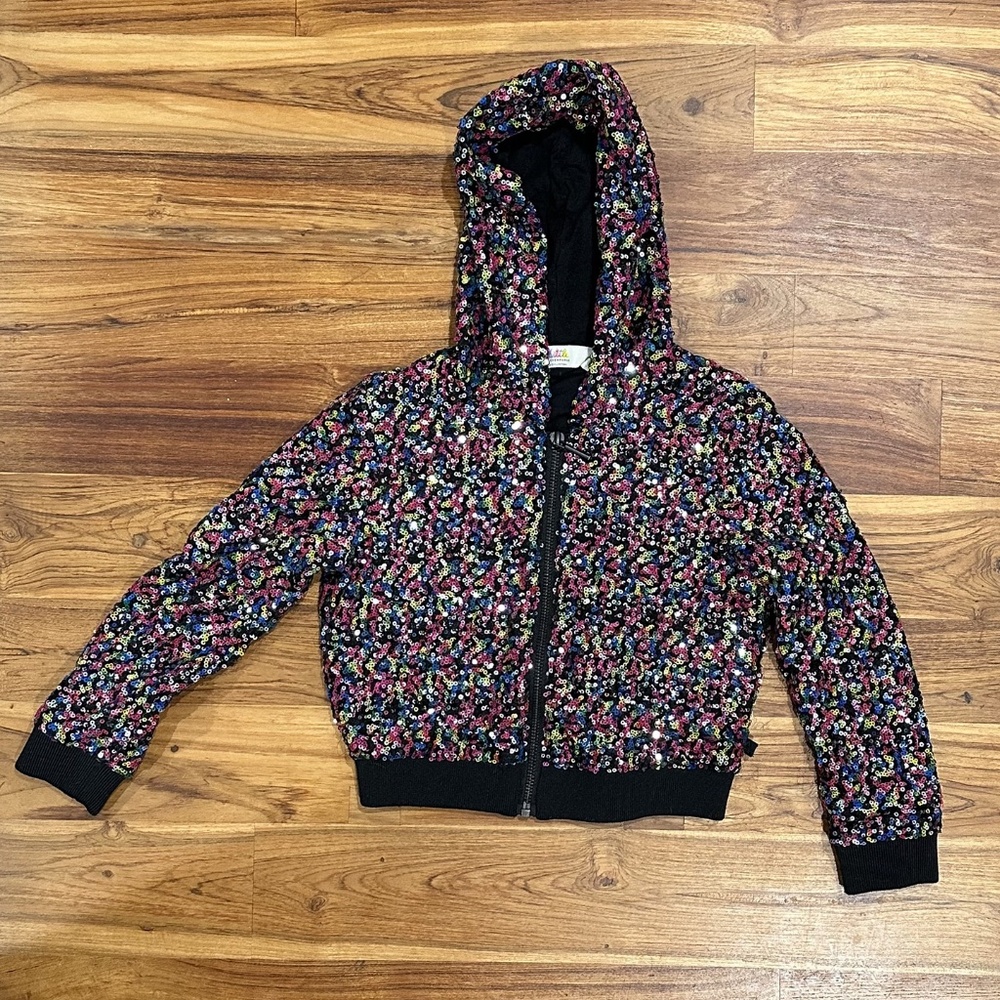 Little Eleven Paris Sequin Zip Up Jacket Size 4